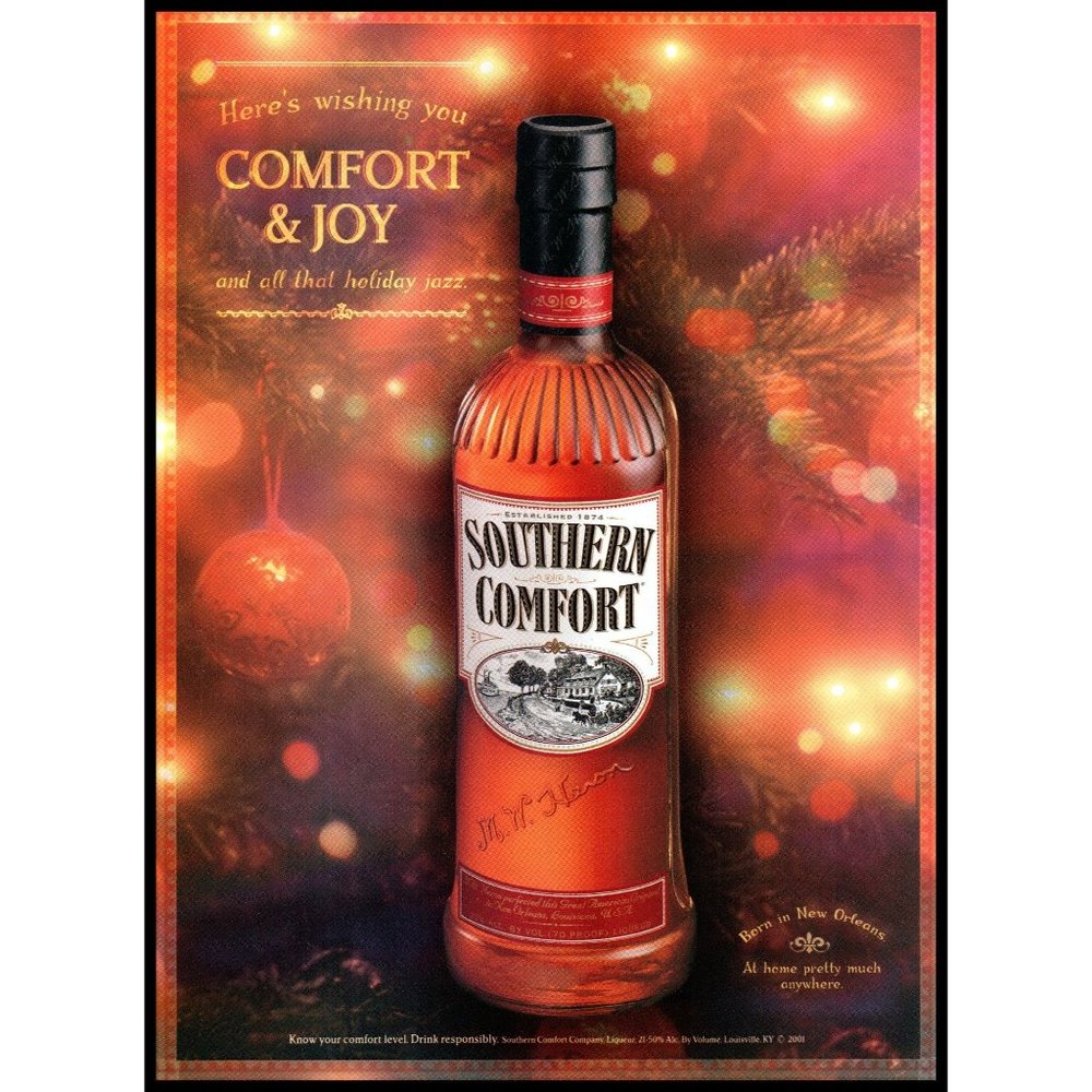 2002 Southern Comfort Whiskey Vintage Print Ad Christmas Tree Lights Decorations